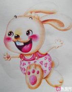 欢乐的兔子，可爱的儿童画图片
