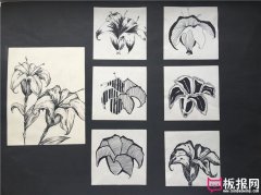 七种不同花卉图案设计，图案素材