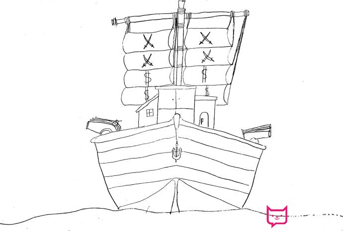 海盗船的简笔画图片