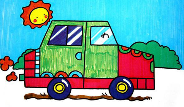 好看的彩色小汽车简笔画图片
