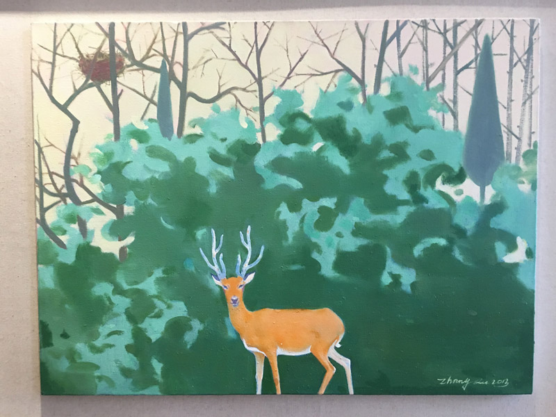 唯美手绘装饰画，森林中的麋鹿