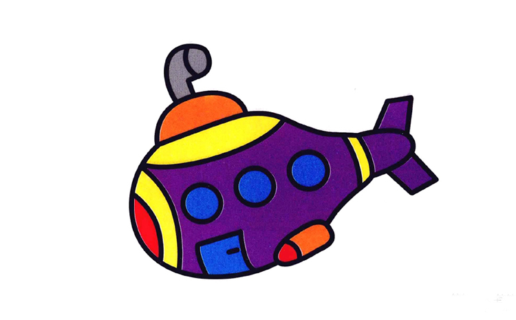 彩色潜水艇简笔画图片