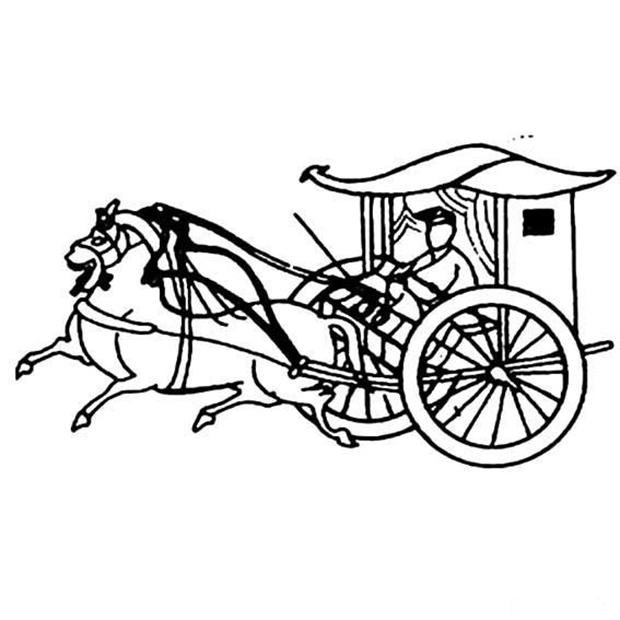 中国古代马车简笔画图片