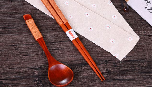 日式清新木作餐具，和风便携筷子勺子