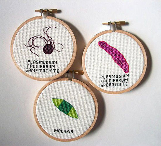 创意手工刺绣图案，个性细菌刺绣