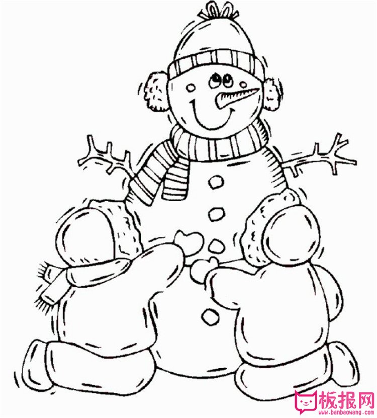圣诞节的雪人简笔画，圣诞雪人的堆法