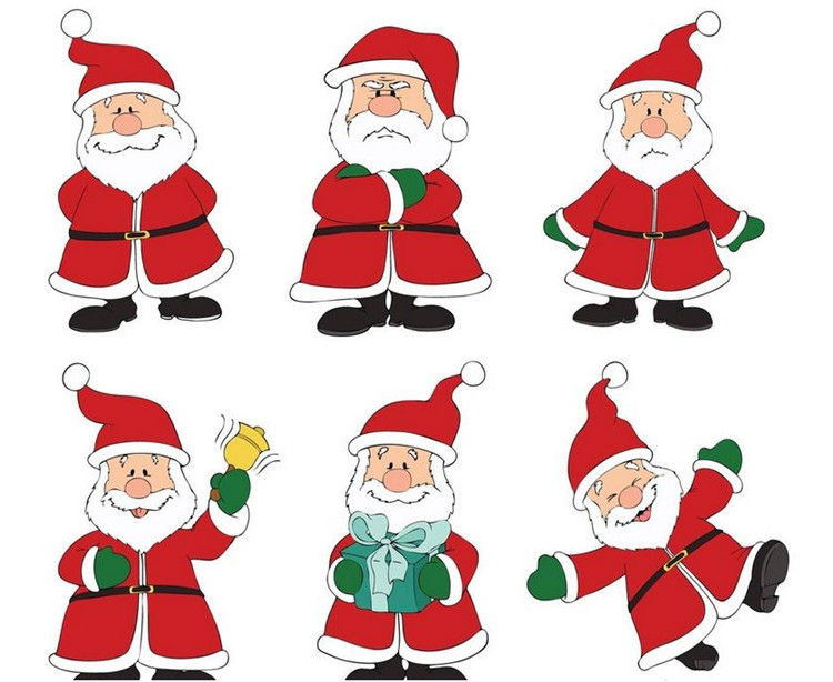 几种不同造型的圣诞老人卡通图片