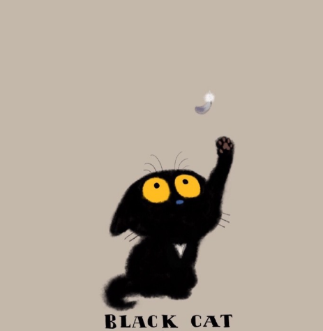 卡通黑猫图片，卡通小黑猫
