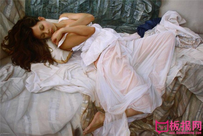 西方女人体油画作品欣赏，熟睡女人体油画