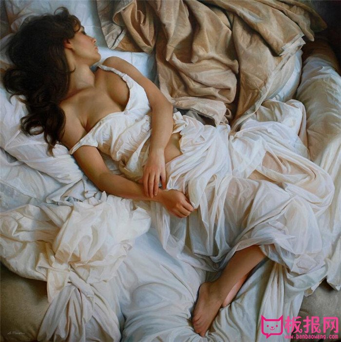 西方女人体油画作品欣赏，熟睡女人体油画