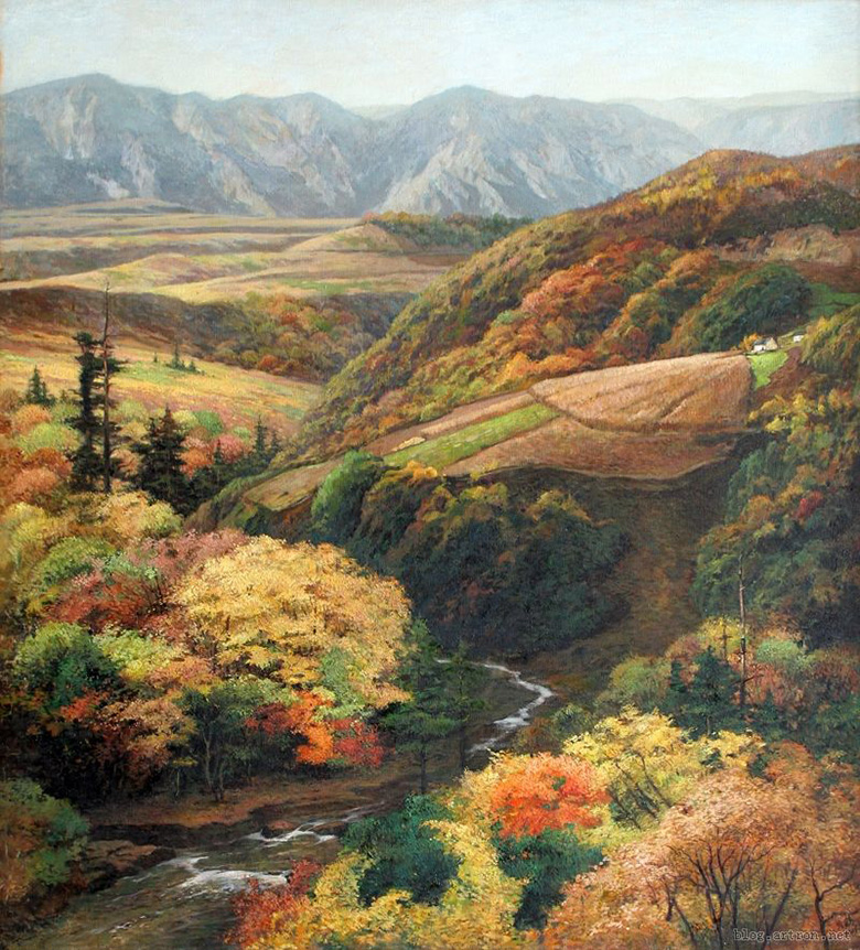风景油画图片，三峡风景油画