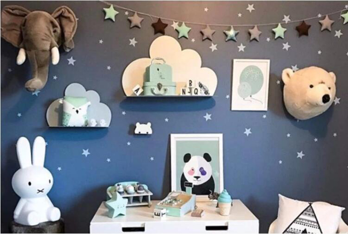 儿童房背景墙贴画，北欧风星星DIY自粘墙贴纸