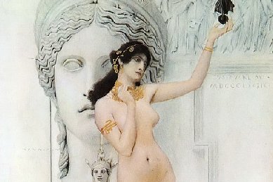 西洋女人体油画，古斯塔夫·克利姆特的雕塑寓言