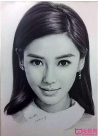 Angelababy杨颖素描画，美丽优雅的辣妈