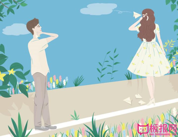 韩国手绘插画图片，一起去春游