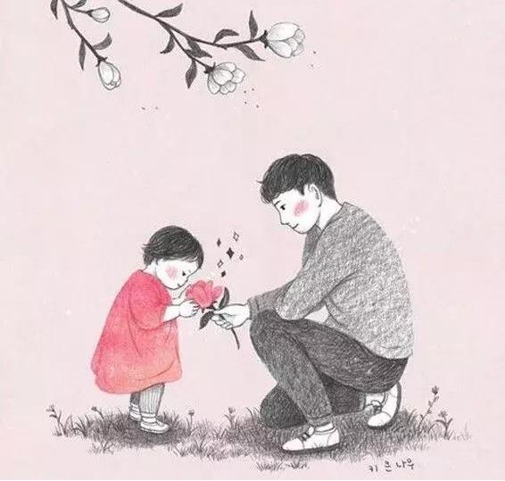 韩国手绘插画，超暖心父女日常