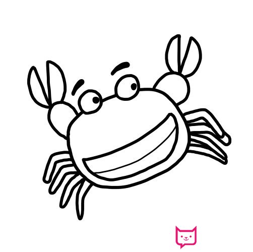 可爱的动物简笔画教程，害羞的螃蟹