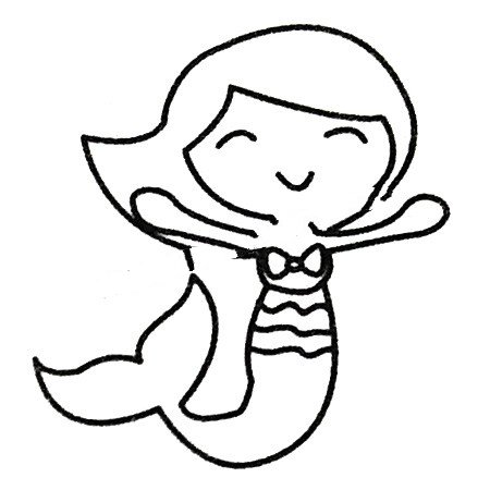 教我画简单漂亮美人鱼，超简单的美人鱼简笔画教程