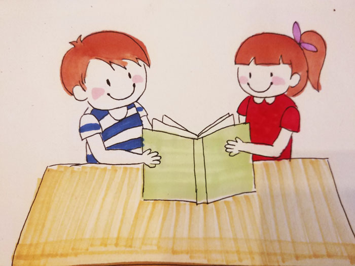 小朋友看书简笔画，如何画看书的小朋友
