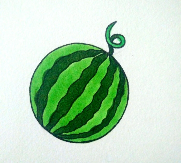 夏天的水果简笔画，西瓜简笔画图片