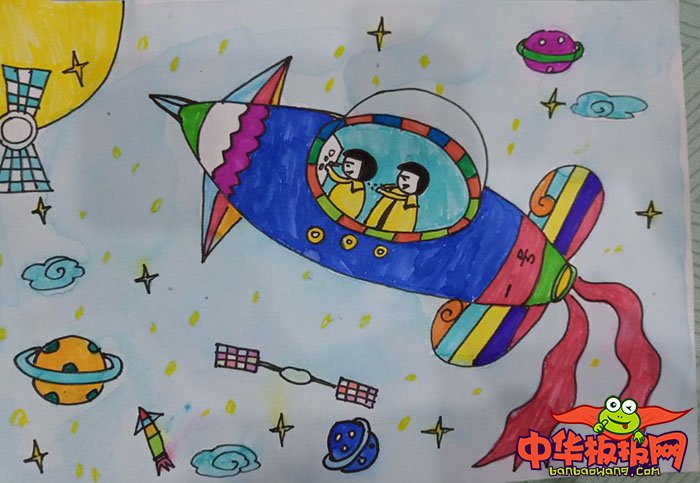儿童科幻画大全一等奖图片，又简单又漂亮的科幻画