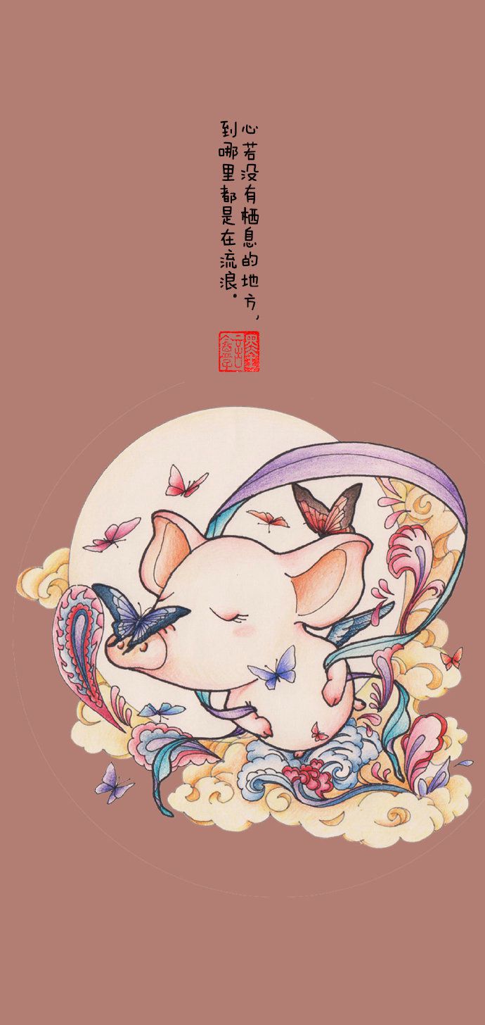 2019猪年手机壁纸图片，唯美中国风猪年壁纸