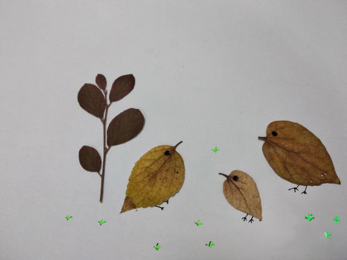树叶贴画步骤图片