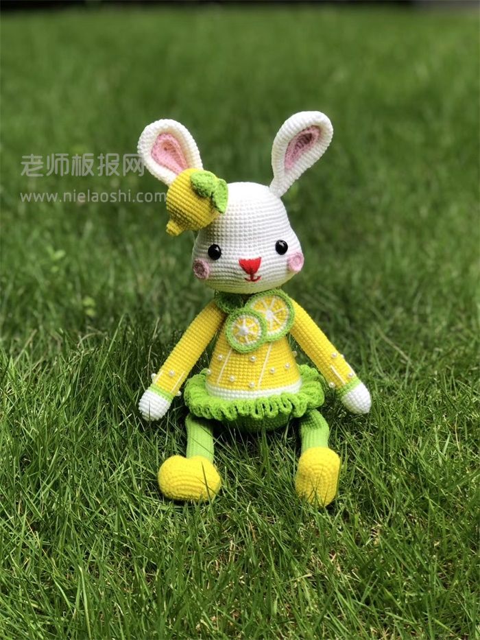 名称:手工编织娃娃图片柠檬兔子