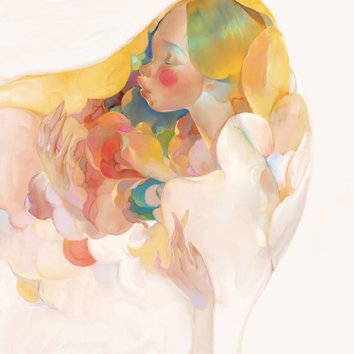 梦幻感十足的人物色彩画作品欣赏图片冒着仙气的少女色彩