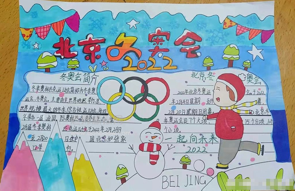 2022北京冬奥会一起想未来手抄报绘画图片-文字内容
