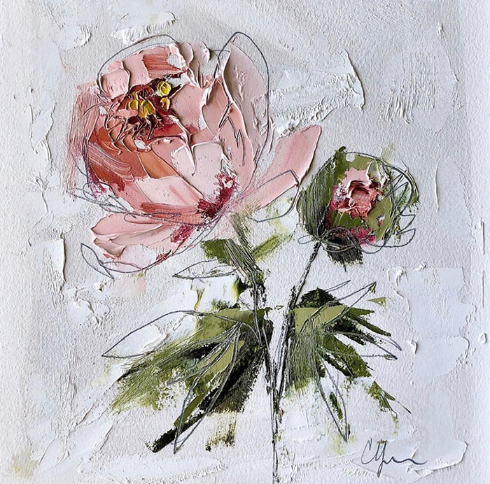 一组丙烯创意花手绘作品欣赏明亮艳丽的花卉色彩画