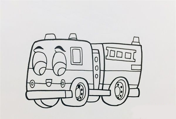 简单的消防车简笔画图片 消防车是怎么画的