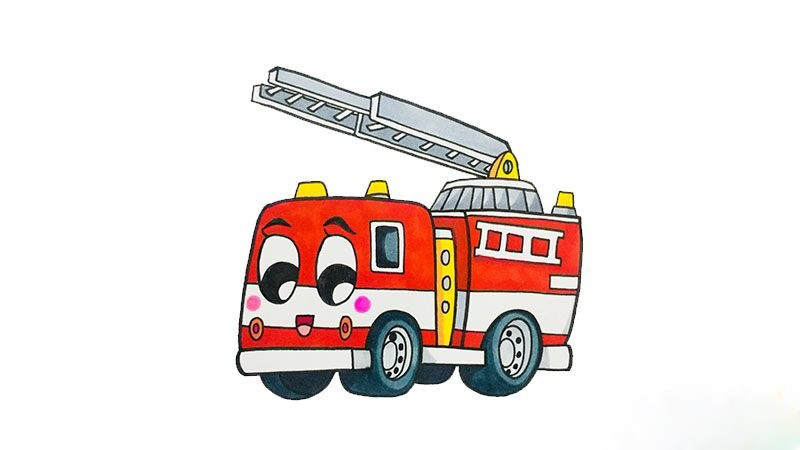 简单的消防车简笔画图片消防车是怎么画的