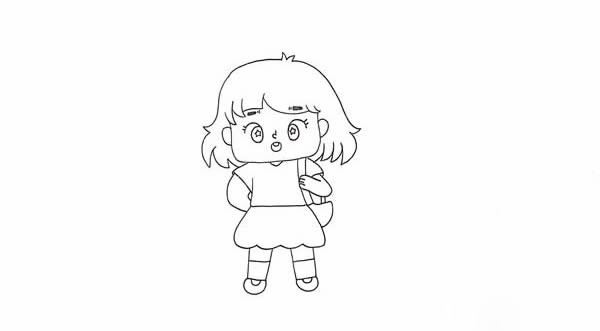 Q版动画小女孩简笔画画法教程 Q版动画小女孩是怎么画的