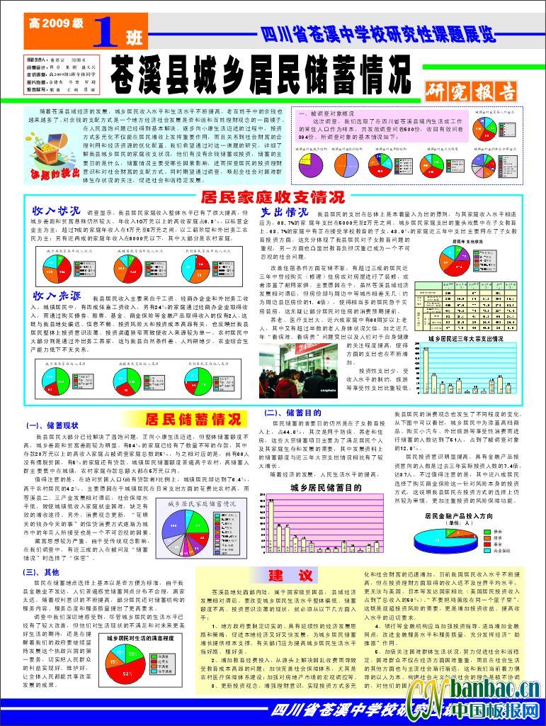 研究型课题展览展板：苍溪县城乡居民储蓄情况研究报告